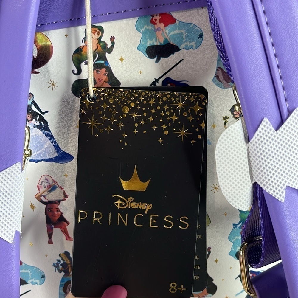 NWT DISNEY LOUNGEFLY Princess Dress Mini Backpack Purple Rare - Picture 5 of 8